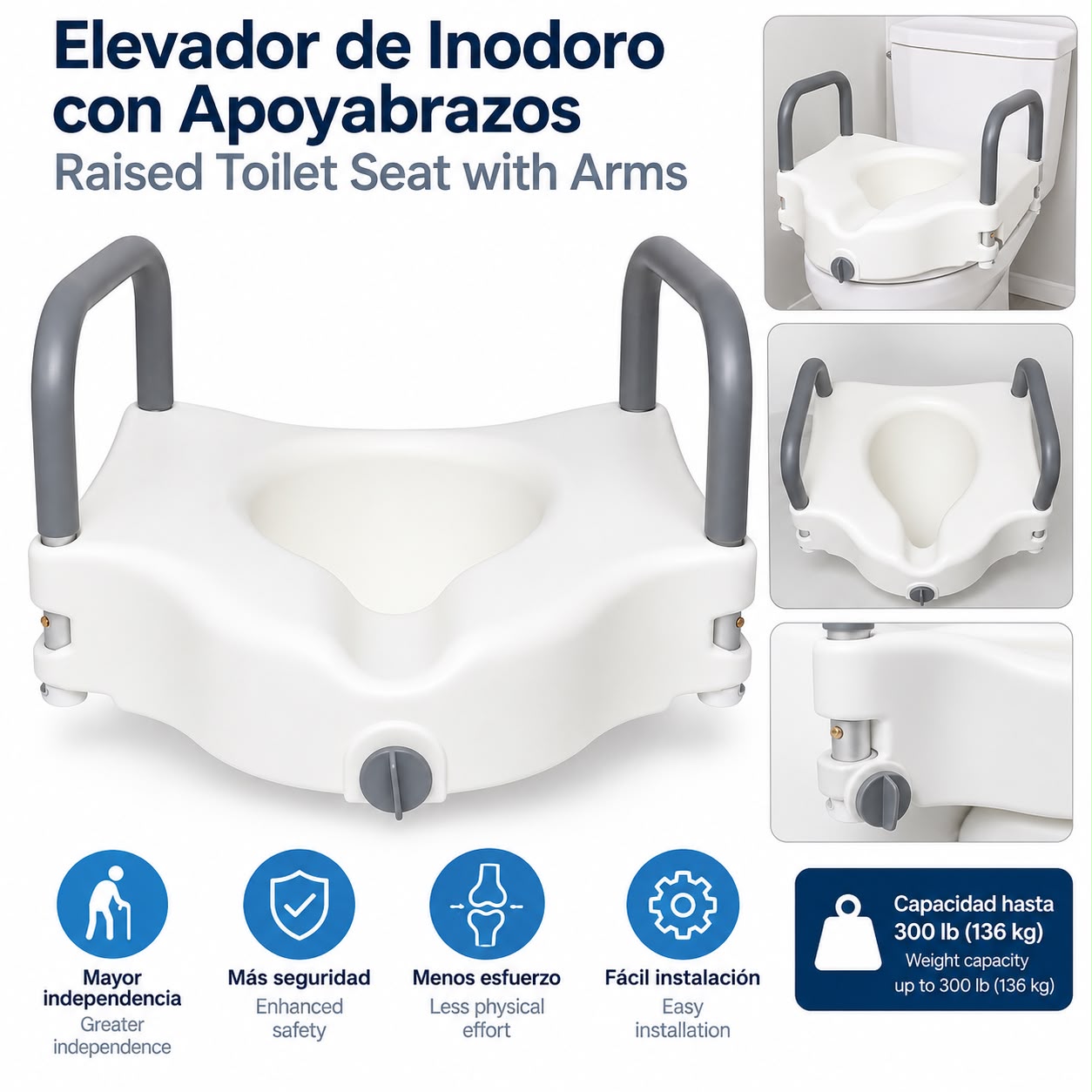 Raised Toilet Seat with Armrests Rental - Image 2