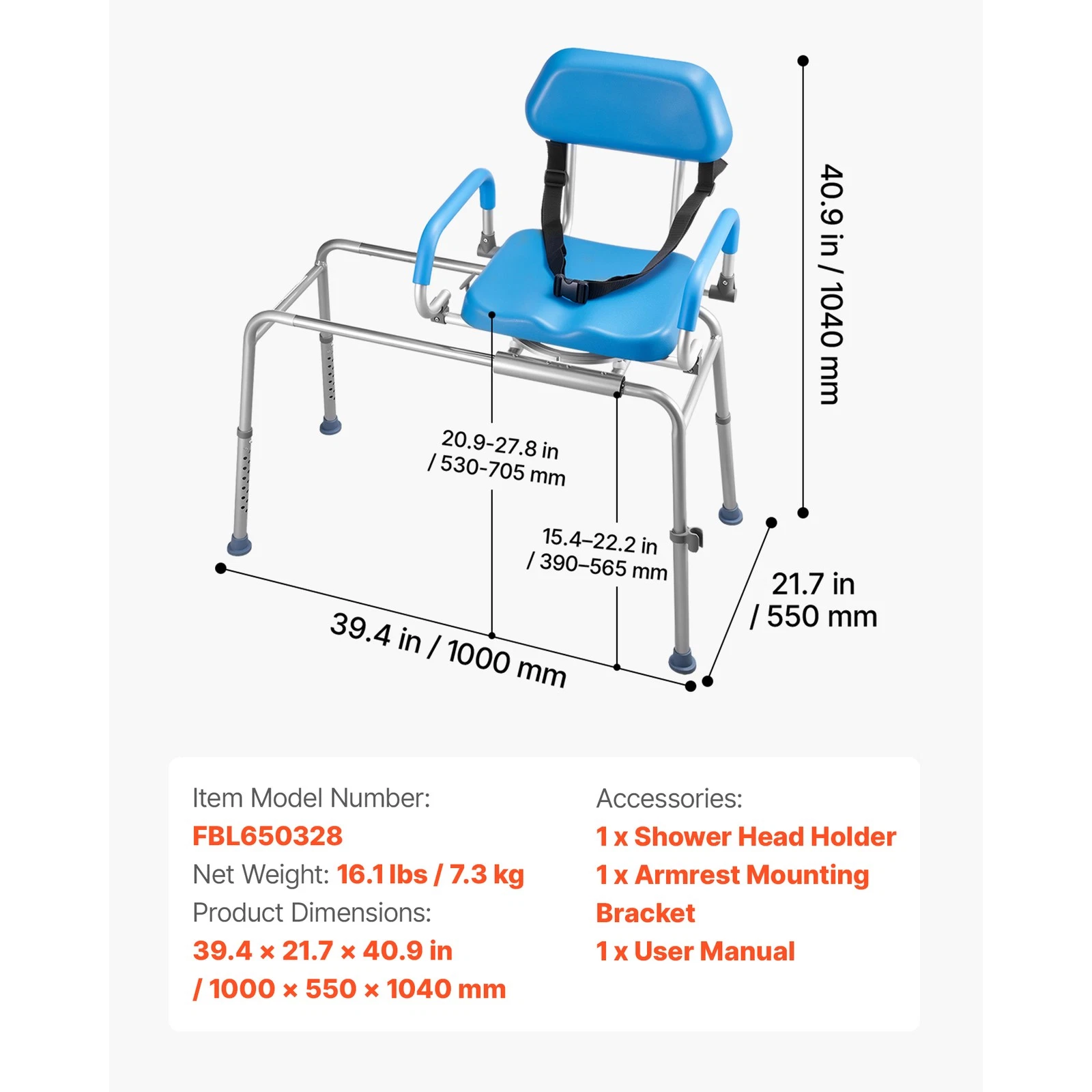 Sliding & Swivel Bath Transfer Chair Rental - Image 7